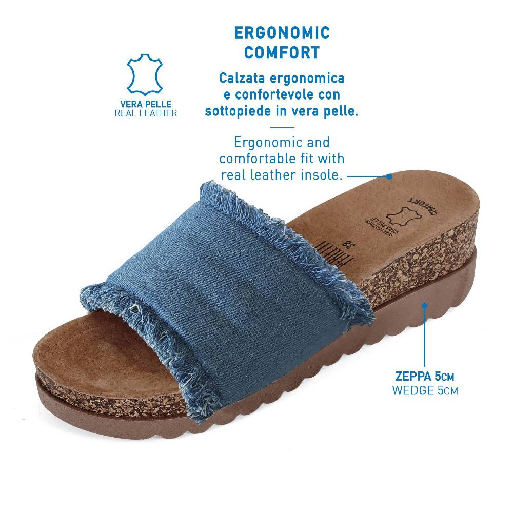 Perletti Sandalo Denim con Zeppa Fino al 50% di sconto