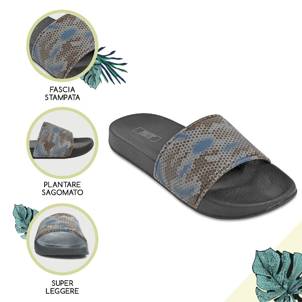 Perletti Ciabatte Camouflage a Fascia da Uomo 50% di sconto per tempo limitato