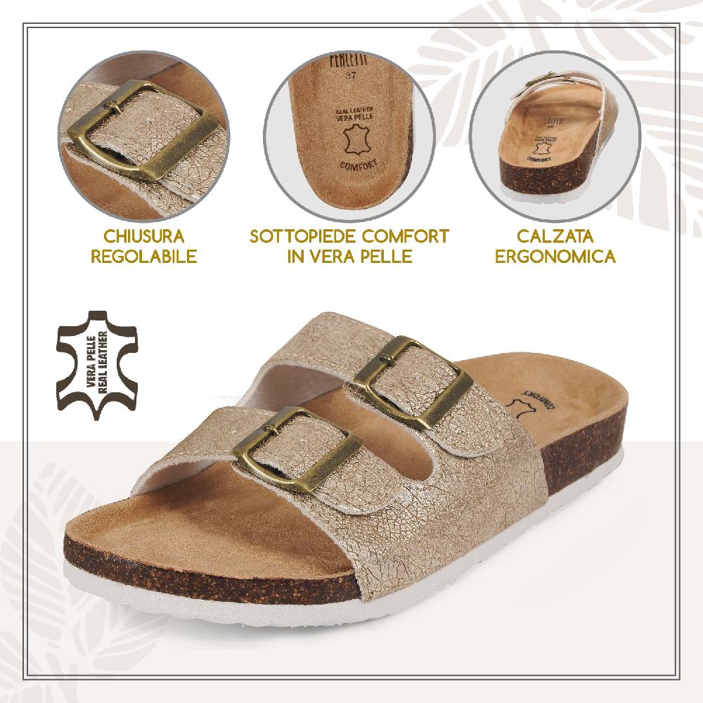 Perletti Ciabatte Comfort Dorate Pezzi Unici