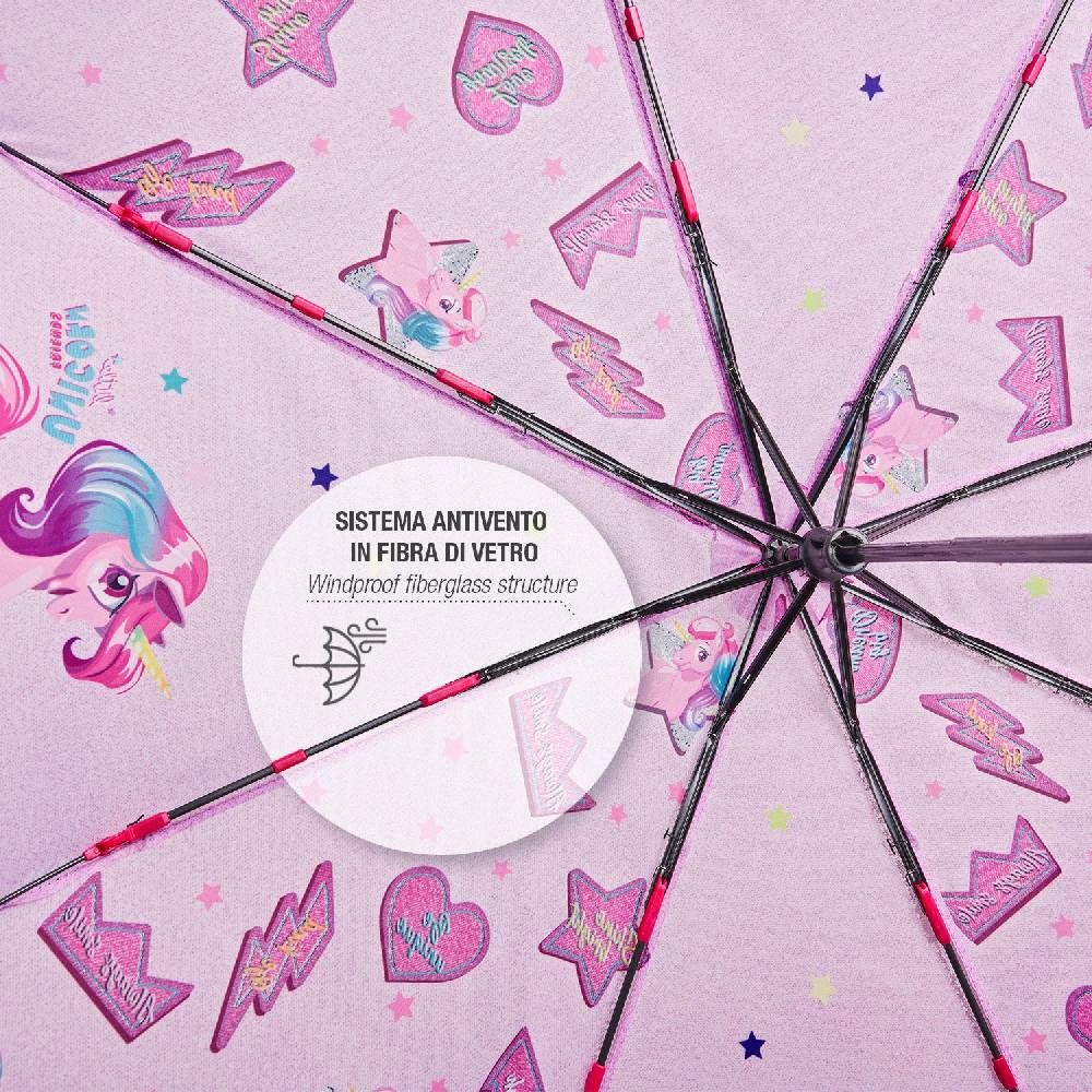 Perletti Ombrello Unicorno Rosa con Cuori e Stelle Moda