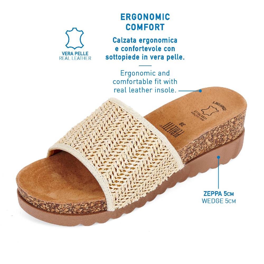 Perletti Zeppe con Fascia in Raffia Shopping online