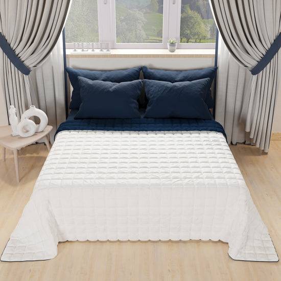 PETTI Trapuntino Copriletto Primaverile Autunnale Double Face Blu Bianco Spedizione Gratuita