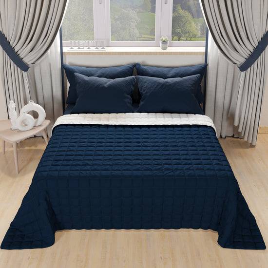 PETTI Trapuntino Copriletto Primaverile Autunnale Double Face Blu Bianco Spedizione Gratuita