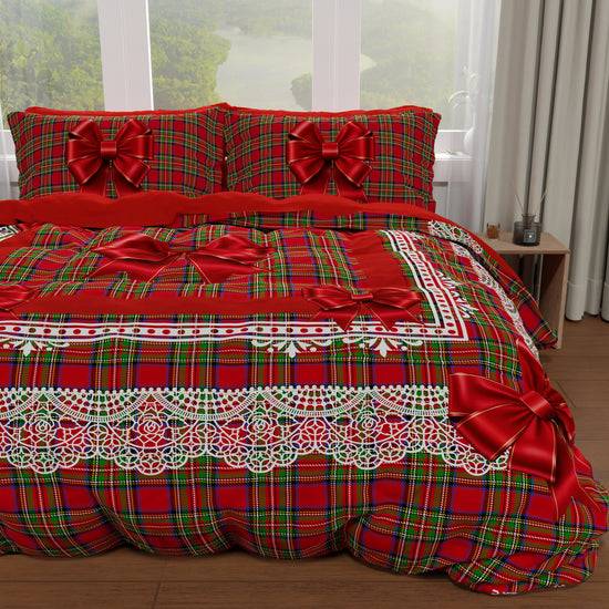 PETTI Copripiumino Matrimoniale, Singolo, Una Piazza e Mezza, Fiocco Tartan, Fantasia Scozzese Promozione