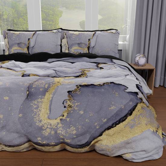 PETTI Copripiumino Matrimoniale, Singolo, Una Piazza e Mezza, Marble 04 Grigio Scuro Soddisfazione Garantita