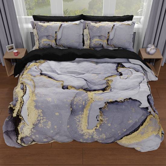 PETTI Copripiumino Matrimoniale, Singolo, Una Piazza e Mezza, Marble 04 Grigio Scuro Soddisfazione Garantita
