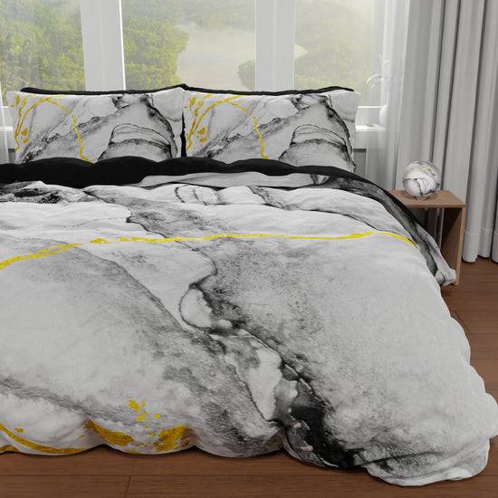 PETTI Copripiumino Matrimoniale, Singolo, Una Piazza e Mezza, Marble 06 Grigio Chiaro Qualità Garantita