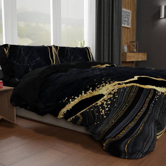 PETTI Copripiumino Matrimoniale, Singolo, Una Piazza e Mezza, Marble 07 Nero Negozi Online