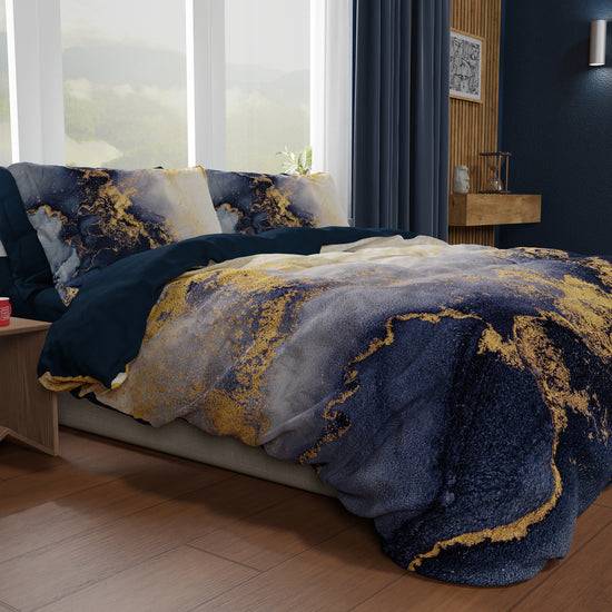 PETTI Copripiumino Matrimoniale, Singolo, Una Piazza e Mezza, Marble 08 Blu Acquista Ora