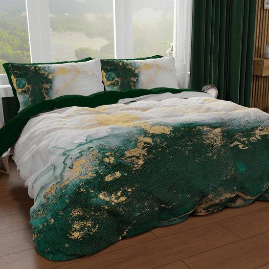 PETTI Copripiumino Matrimoniale, Singolo, Una Piazza e Mezza, Marble 09 Smeraldo