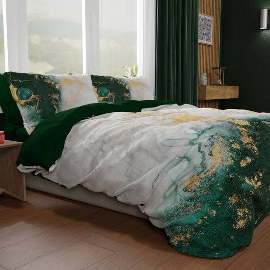 PETTI Copripiumino Matrimoniale, Singolo, Una Piazza e Mezza, Marble 09 Smeraldo Consegna Veloce