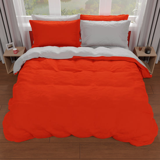 PETTI Copripiumino Microfibra Bicolor Rosso-Grigio Chiaro Matrimoniale Saldi Di Fabbrica
