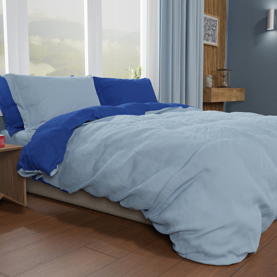PETTI Copripiumino Matrimoniale, Sacco Copripiumino e Federe, Blu Elettrico/Celeste Moda