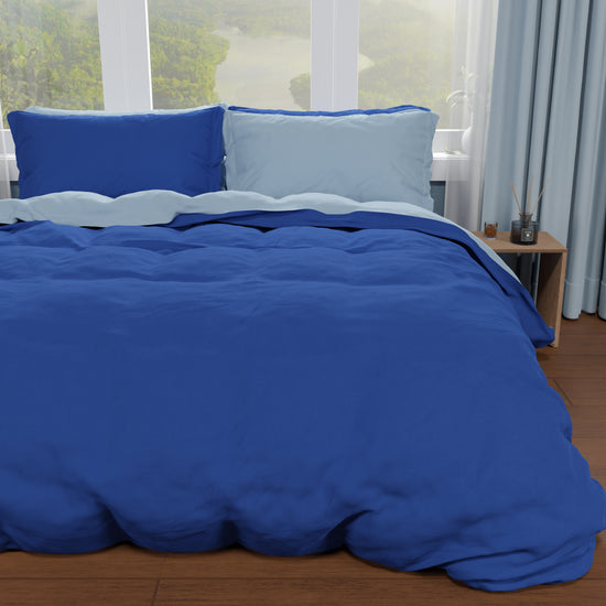 PETTI Copripiumino Matrimoniale, Sacco Copripiumino e Federe, Blu Elettrico/Celeste Moda