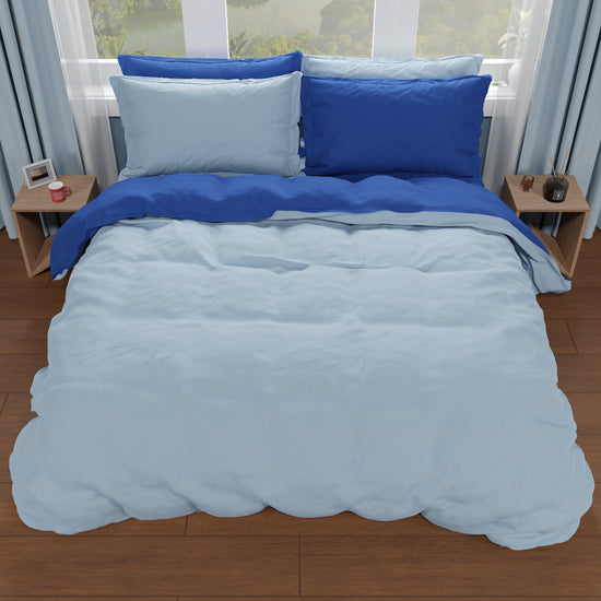 PETTI Copripiumino Matrimoniale, Sacco Copripiumino e Federe, Blu Elettrico/Celeste Moda