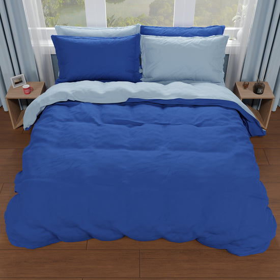 PETTI Copripiumino Matrimoniale, Sacco Copripiumino e Federe, Blu Elettrico/Celeste Moda