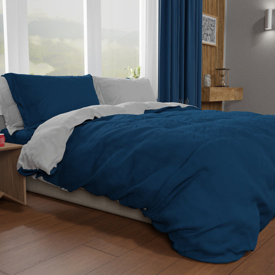 PETTI Copripiumino Matrimoniale, Sacco Copripiumino e Federe, Grigio Chiaro/Blu Notte 2025