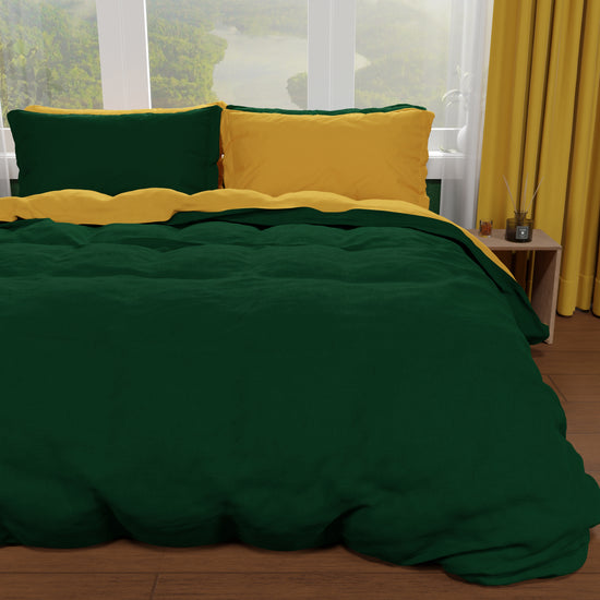 PETTI Copripiumino Matrimoniale, Sacco Copripiumino e Federe, Verde Smeraldo/Giallo Vendita
