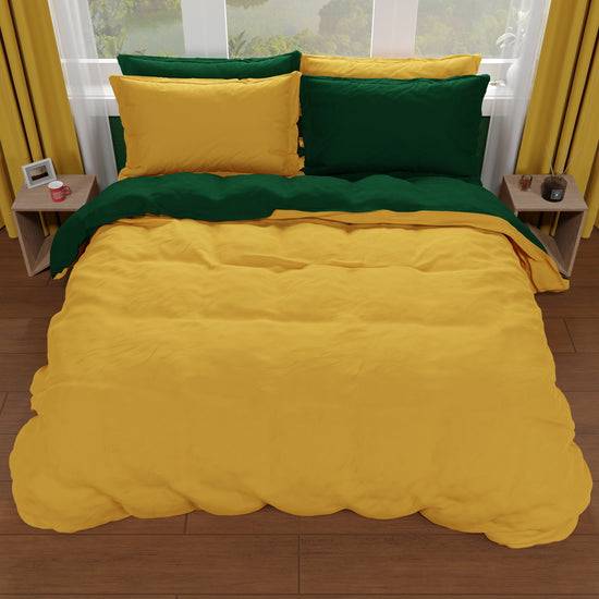 PETTI Copripiumino Matrimoniale, Sacco Copripiumino e Federe, Verde Smeraldo/Giallo Vendita