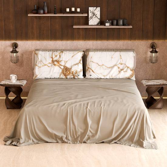 PETTI Lenzuolo Copriletto e Federe Eleganti Effetto Marmo Bianco - MARBLICE Spedizione Gratuita