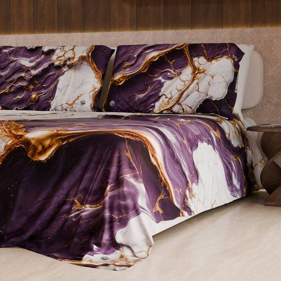 PETTI Lenzuolo Copriletto e Federe Eleganti Effetto Marmo Viola - VIOLETRIC Convenienza