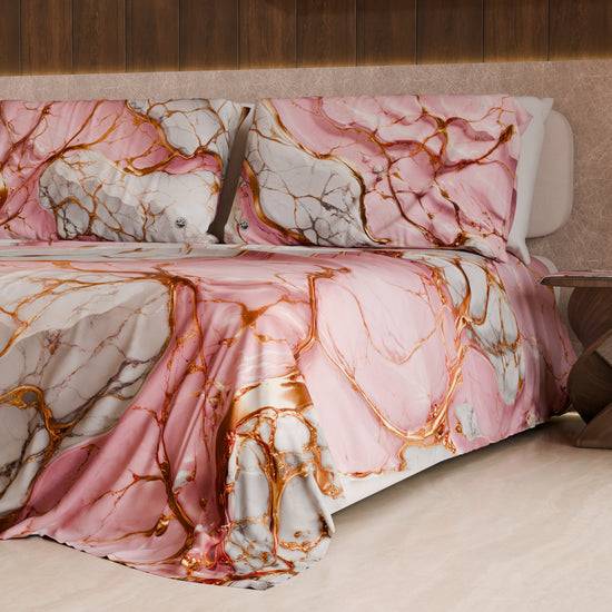 PETTI Lenzuolo Copriletto e Federe Eleganti Effetto Marmo Rosa - PINKERELLE Outlet