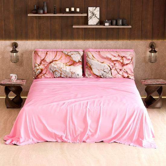 PETTI Lenzuolo Copriletto e Federe Eleganti Effetto Marmo Rosa - PINKERELLE Outlet