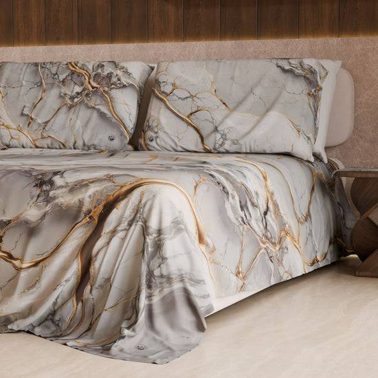 PETTI Lenzuolo Copriletto e Federe Eleganti Effetto Marmo Grigio Chiaro - GRAFYLUX Offerte