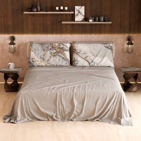 PETTI Lenzuolo Copriletto e Federe Eleganti Effetto Marmo Grigio Chiaro - GRAFYLUX Offerte
