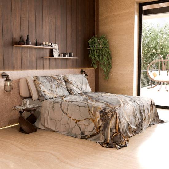 PETTI Lenzuolo Copriletto e Federe Eleganti Effetto Marmo Grigio Chiaro - GRAFYLUX Offerte