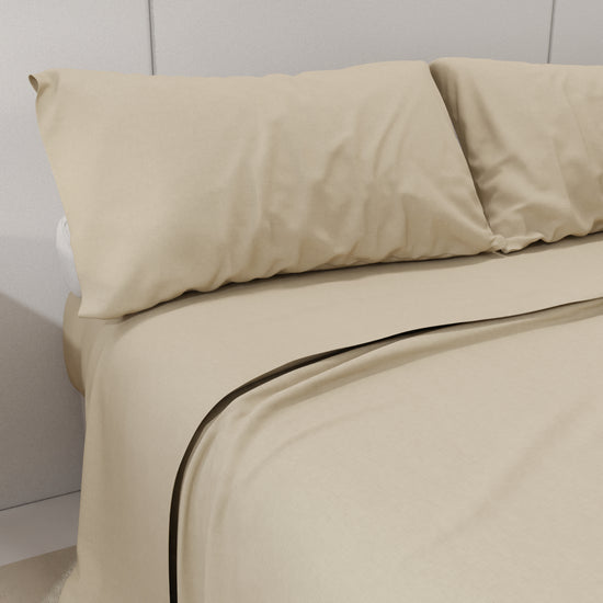 PETTI Lenzuola Percalle, Lenzuola Matrimoniali Cotone Beige In Linea