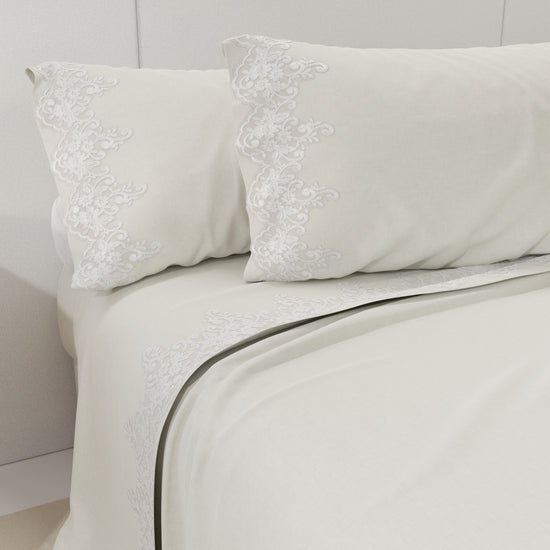 PETTI Lenzuola Percalle con Pizzo, Lenzuola Matrimoniali Cotone Bianco Consegna Veloce