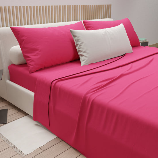 PETTI Lenzuola Matrimoniali, Singole, Una Piazza e Mezza, 100% Cotone, Fucsia Saldi
