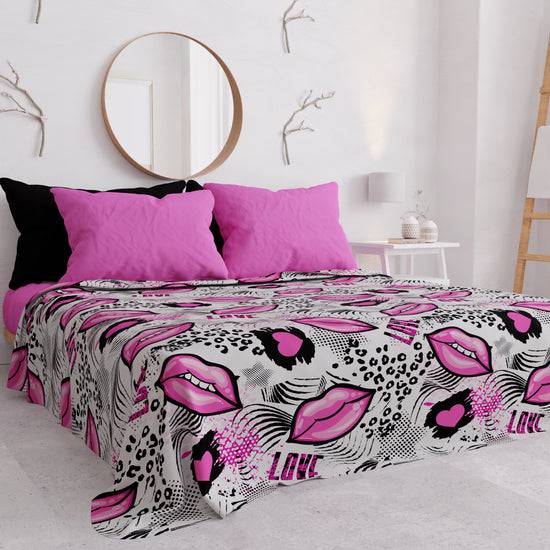 PETTI Copriletto Estivo, Coperta Leggera, Lenzuola Copriletto Lipstick Bianco Moda
