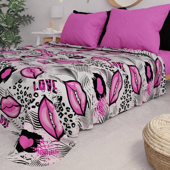 PETTI Copriletto Estivo, Coperta Leggera, Lenzuola Copriletto Lipstick Bianco Moda