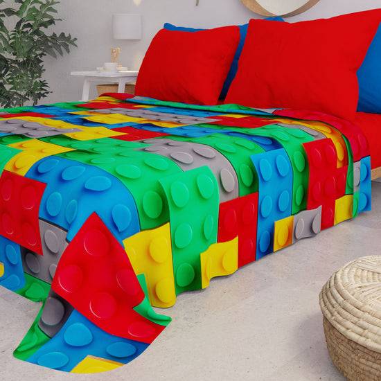 PETTI Copriletto Estivo, Coperta Leggera, Lenzuola Copriletto, Mattoncini Italia