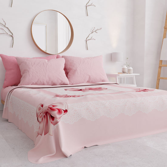 PETTI Copriletto Estivo, Coperta Leggera, Lenzuola Copriletto, Fiocco Rosa 2025
