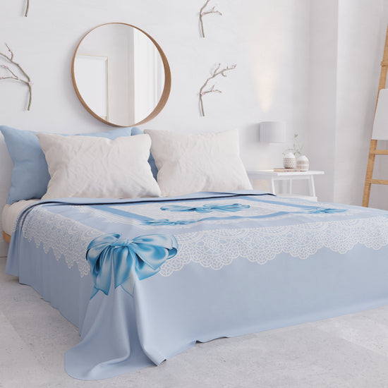 PETTI Copriletto Estivo, Coperta Leggera, Lenzuola Copriletto, Fiocco Celeste Nuovo