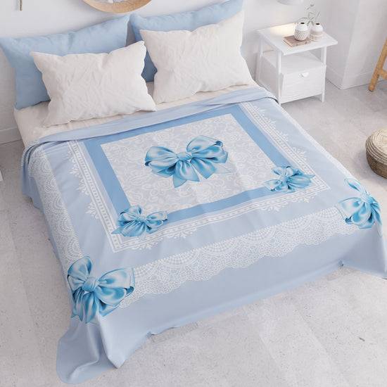 PETTI Copriletto Estivo, Coperta Leggera, Lenzuola Copriletto, Fiocco Celeste Nuovo