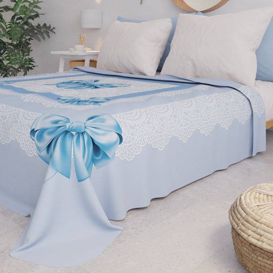 PETTI Copriletto Estivo, Coperta Leggera, Lenzuola Copriletto, Fiocco Celeste Nuovo