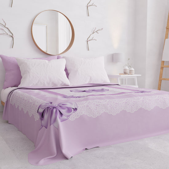 PETTI Copriletto Estivo, Coperta Leggera, Lenzuola Copriletto, Fiocco Lilla Qualità