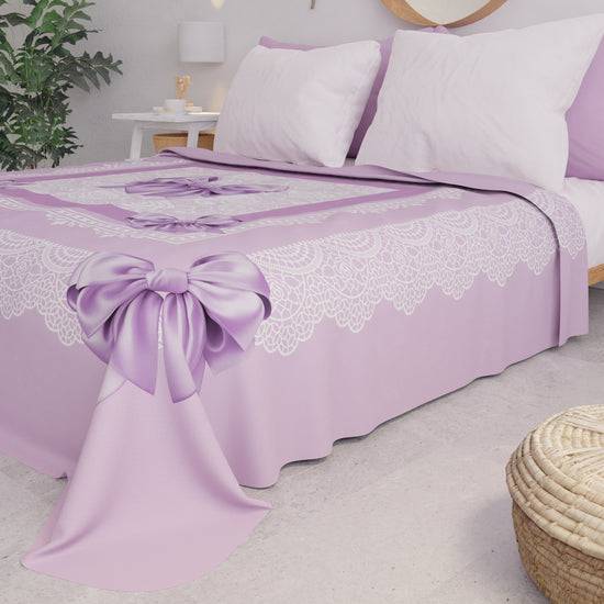 PETTI Copriletto Estivo, Coperta Leggera, Lenzuola Copriletto, Fiocco Lilla Qualità