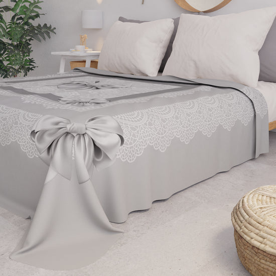 PETTI Copriletto Estivo, Coperta Leggera, Lenzuola Copriletto, Fiocco Grigio Vendita