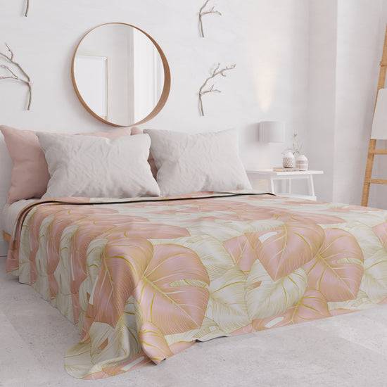 PETTI Copriletto Estivo, Coperta Leggera, Lenzuola Copriletto, Tropical Cipria e Oro Spedizione Gratuita