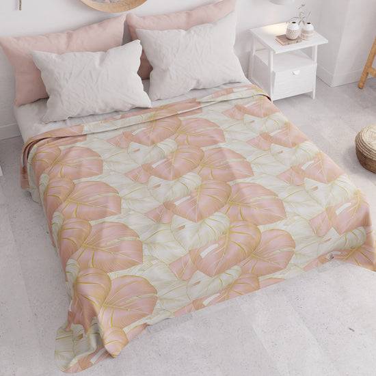 PETTI Copriletto Estivo, Coperta Leggera, Lenzuola Copriletto, Tropical Cipria e Oro Spedizione Gratuita