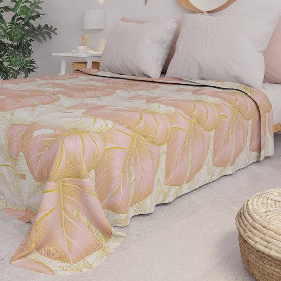 PETTI Copriletto Estivo, Coperta Leggera, Lenzuola Copriletto, Tropical Cipria e Oro Spedizione Gratuita