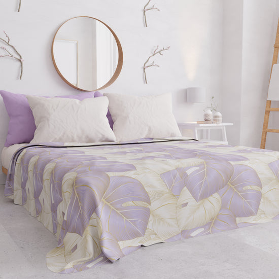 PETTI Copriletto Estivo, Coperta Leggera, Lenzuola Copriletto, Tropical Lilla e Oro Pezzi Unici