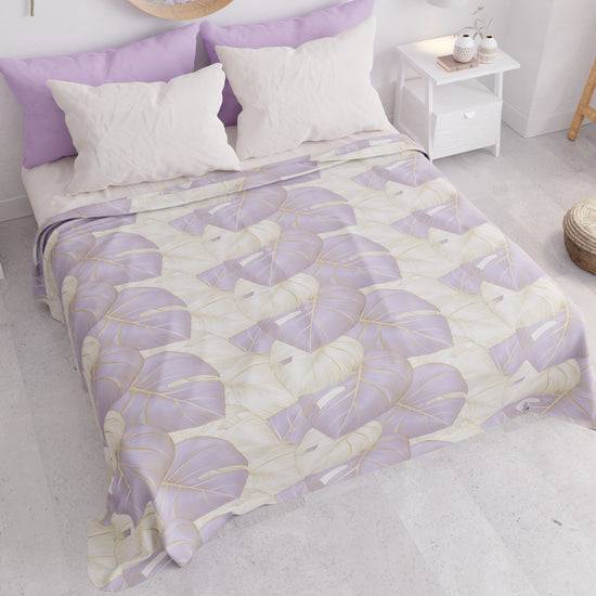 PETTI Copriletto Estivo, Coperta Leggera, Lenzuola Copriletto, Tropical Lilla e Oro Pezzi Unici