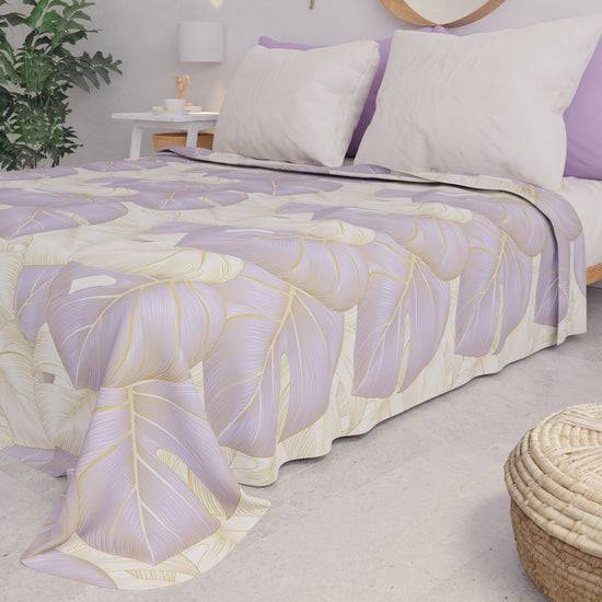 PETTI Copriletto Estivo, Coperta Leggera, Lenzuola Copriletto, Tropical Lilla e Oro Pezzi Unici