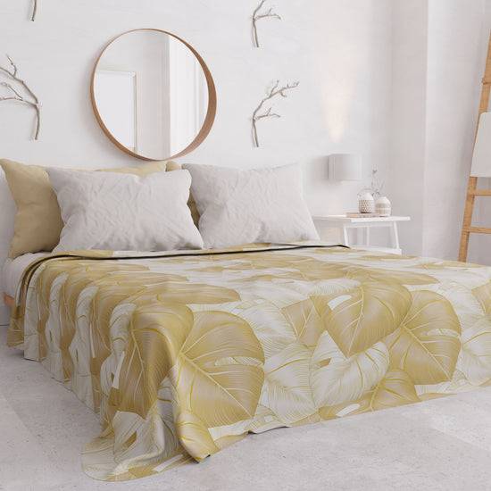 PETTI Copriletto Estivo, Coperta Leggera, Lenzuola Copriletto, Tropical Tortora e Oro Soddisfazione Garantita